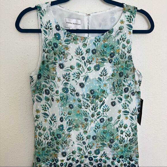 NWT Donna Morgan Floral Chiffon Turquoise Multi Dress - Picture 4 of 11